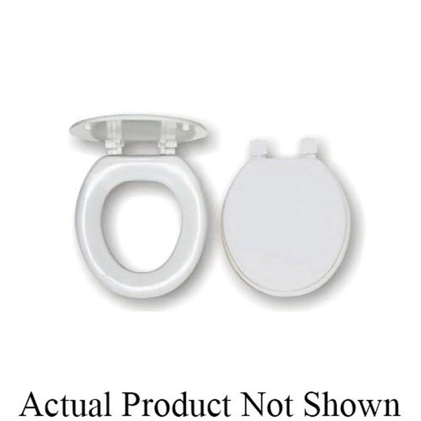 Toilet Seat, Round Bowl, Closed Front, With Cover, Wood, White