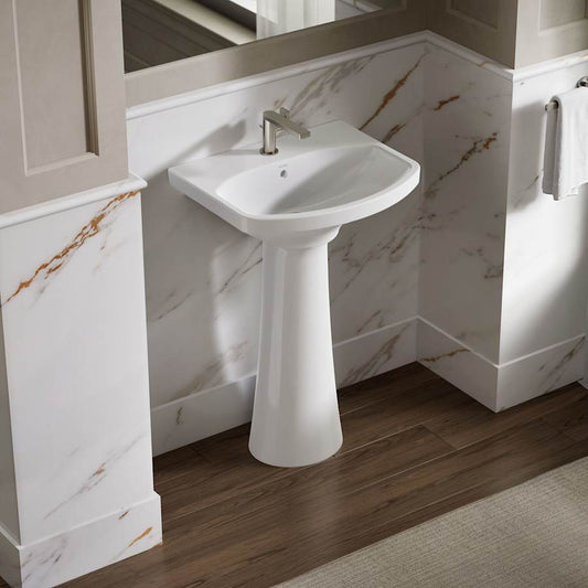Cimarron 21" Pedestal Bathroom Sink with 1 Hole Drilled and Overflow