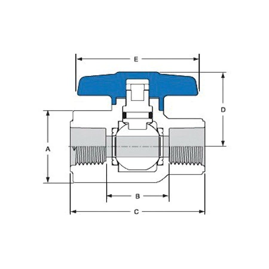 1-Piece Ball Valve, 1/2 in, Socket, Standard Port, PVC Ball, PVC