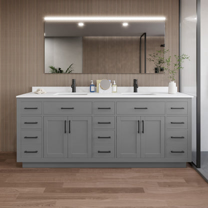 Beckett Double Bathroom Vanity with Toe Kick - 84W x 35H x 22D