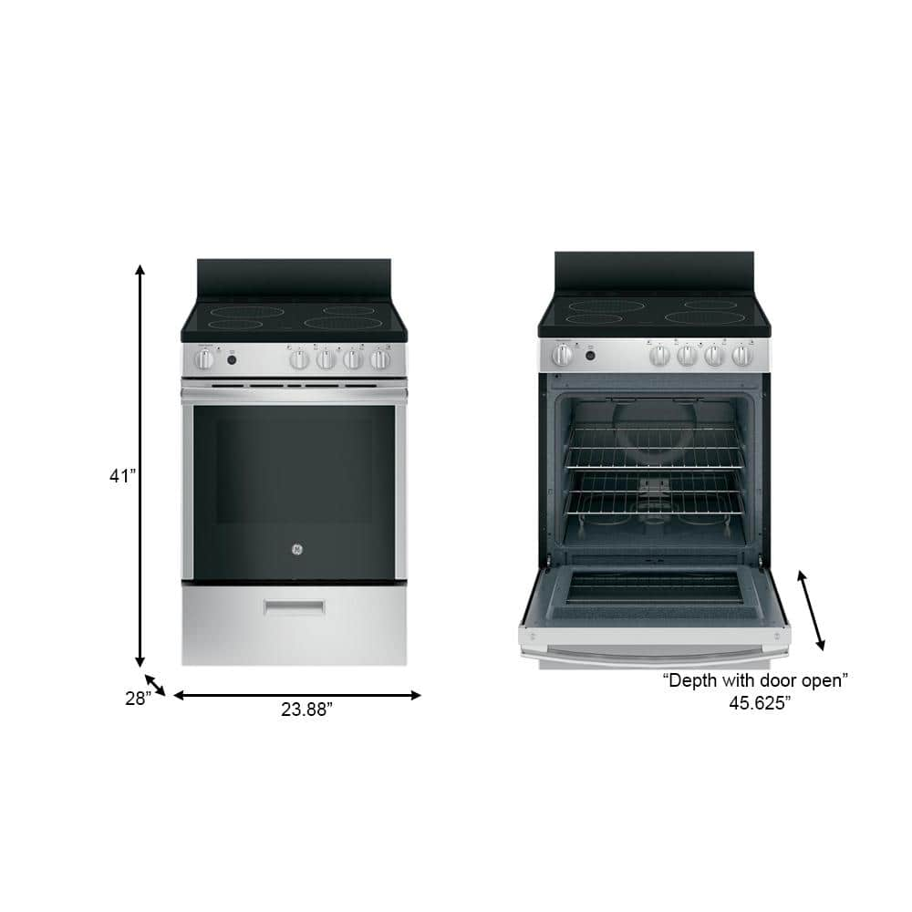 24"W Electric Smooth  Range Stainless Steel