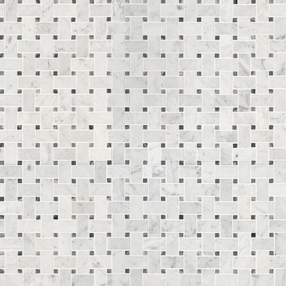 Carrara White Basketweave Pattern Honed