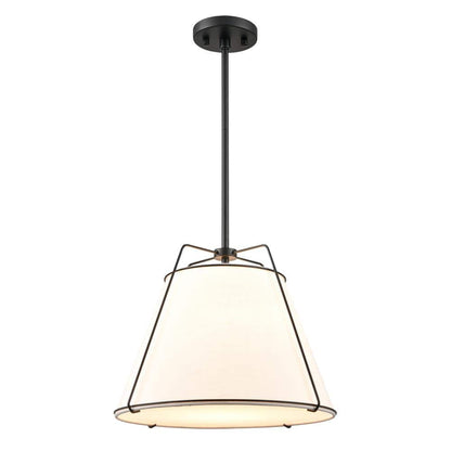 Lise 15 in. 1-Light Black Chandelier with Fabric Shade