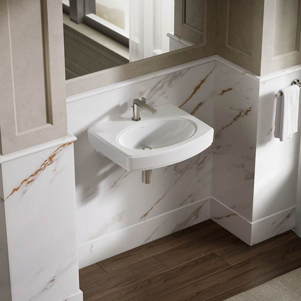 Pinoir 18" Wall Mounted Bathroom Sink with 1 Hole Drilled and Overflow