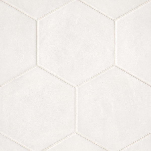 Allora 8.5" x 10" Hexagon Matte Porcelain Tile in Solid White