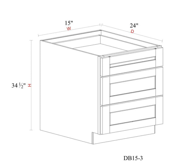 Drawer Base Cabinet - 15"W x 34- 1/2"H x 24"D - 3DRW