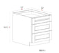 Drawer Base Cabinet - 15"W x 34- 1/2"H x 24"D - 3DRW