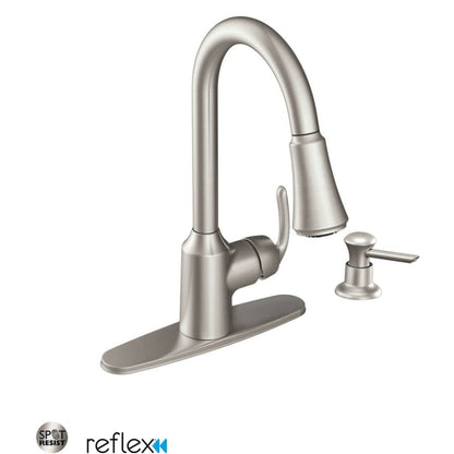 Bayhill Pullout Spray High-Arc Kitchen Faucet with Reflex Technology - Includes Soap Dispenser