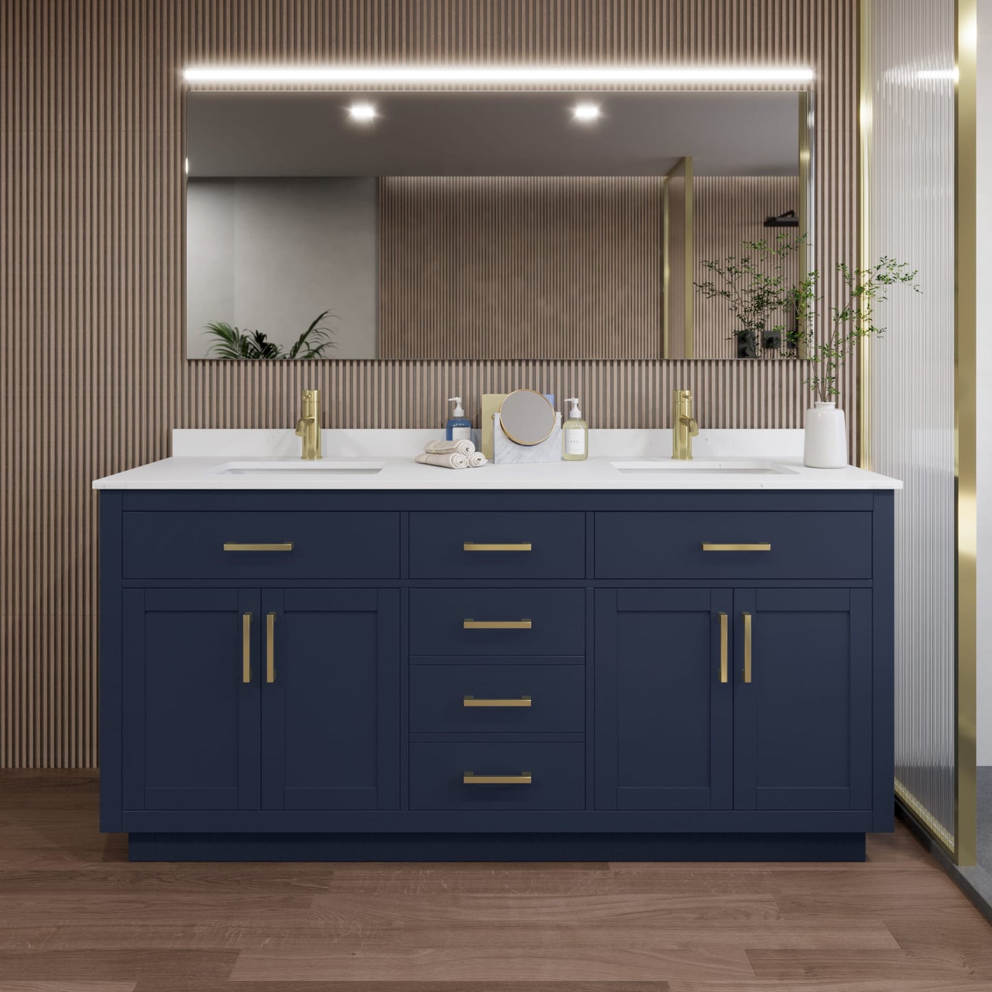 Beckett Double Bathroom Vanity with Toe Kick - 72W x 35H x 22D