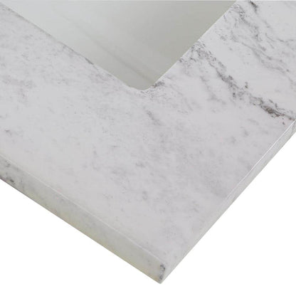 61 in. W x 22 in. D Cultured Marble White Rectangular Double Sink Vanity Top in Lunar