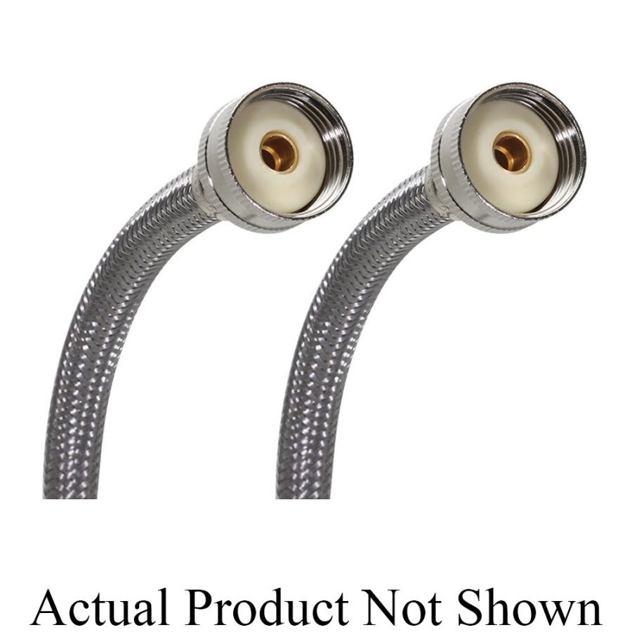 Flexible Water Supply, 3/4 in, Female Hose Thread, 72 in L, Stainless Steel