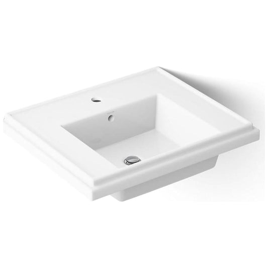Tresham 24" Pedestal Fireclay Bathroom Sink with Single Faucet Hole Drilled and Overflow - Less Drain Assembly