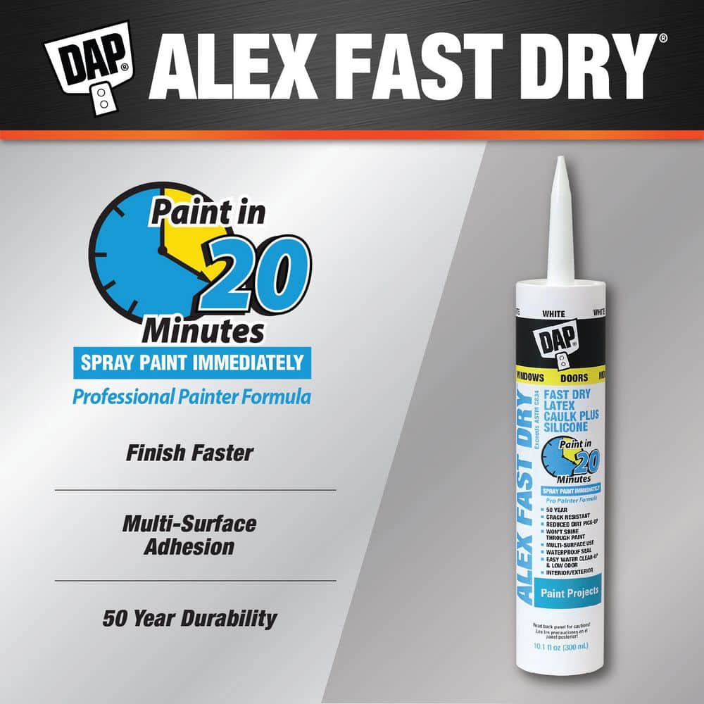 DAP Alex Fast Dry 10.1 oz. White Acrylic Latex Plus Silicone Caulk