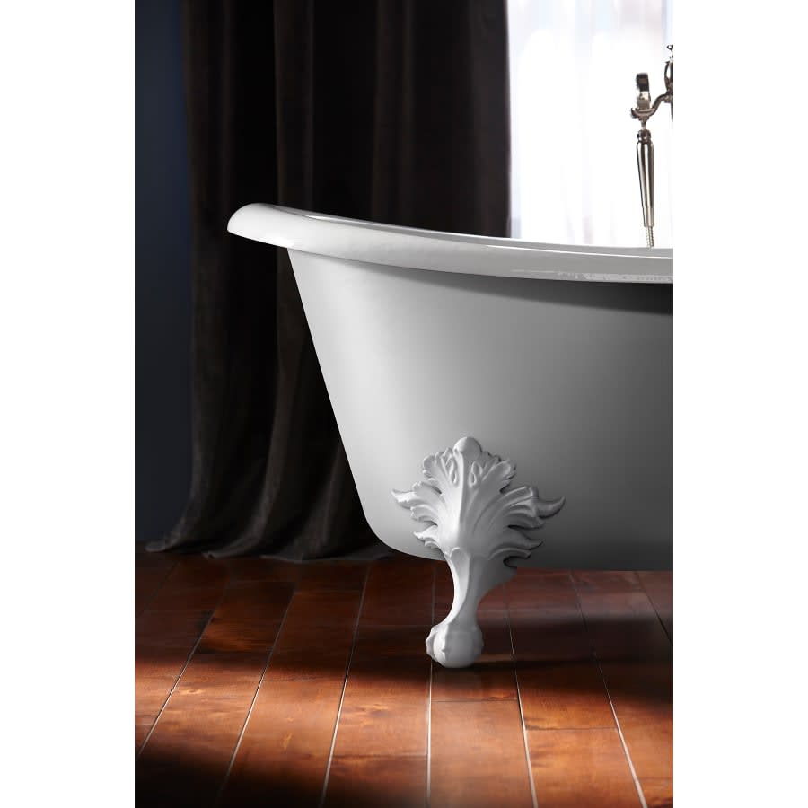 Artifacts 67" Free Standing Cast Iron Soaking Tub with Center Drain and Overflow - Claw Feet Sold Separately