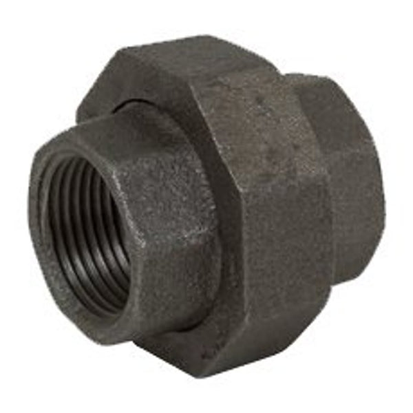 Union, 1-1/4 in, FNPT, 150 lb, Malleable Iron, Black