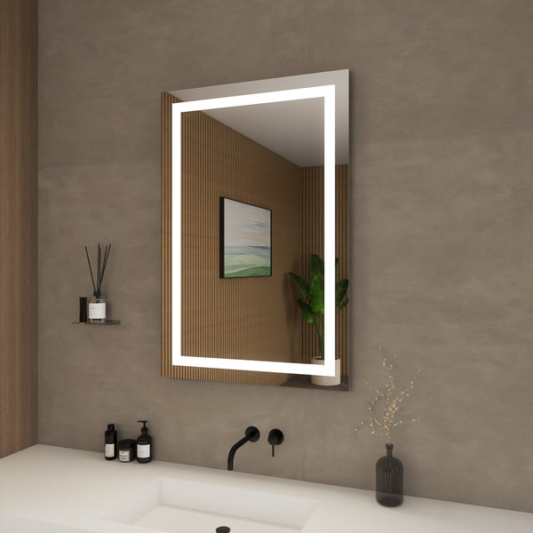 Carlton Frameless LED Surface Lighted Bathroom Vanity Mirror with Dimmer and Defogger - 24W x 36H x 1.38D