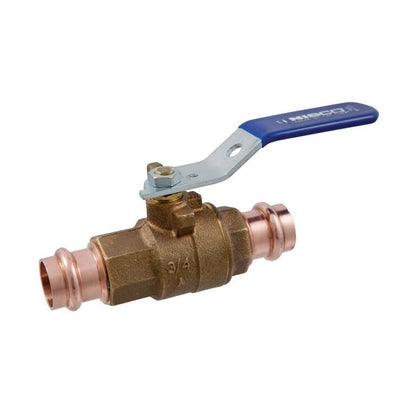 2-Piece Ball Valve, 1/2 in, Press, Full Port, Brass Ball, Bronze