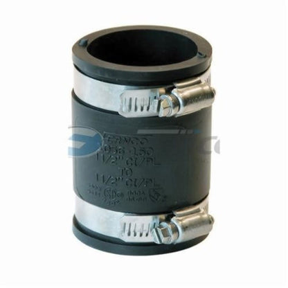 Transition Coupling, 1-1/2 in, Cast Iron/Plastic x Cast Iron/Plastic, Flexible PVC