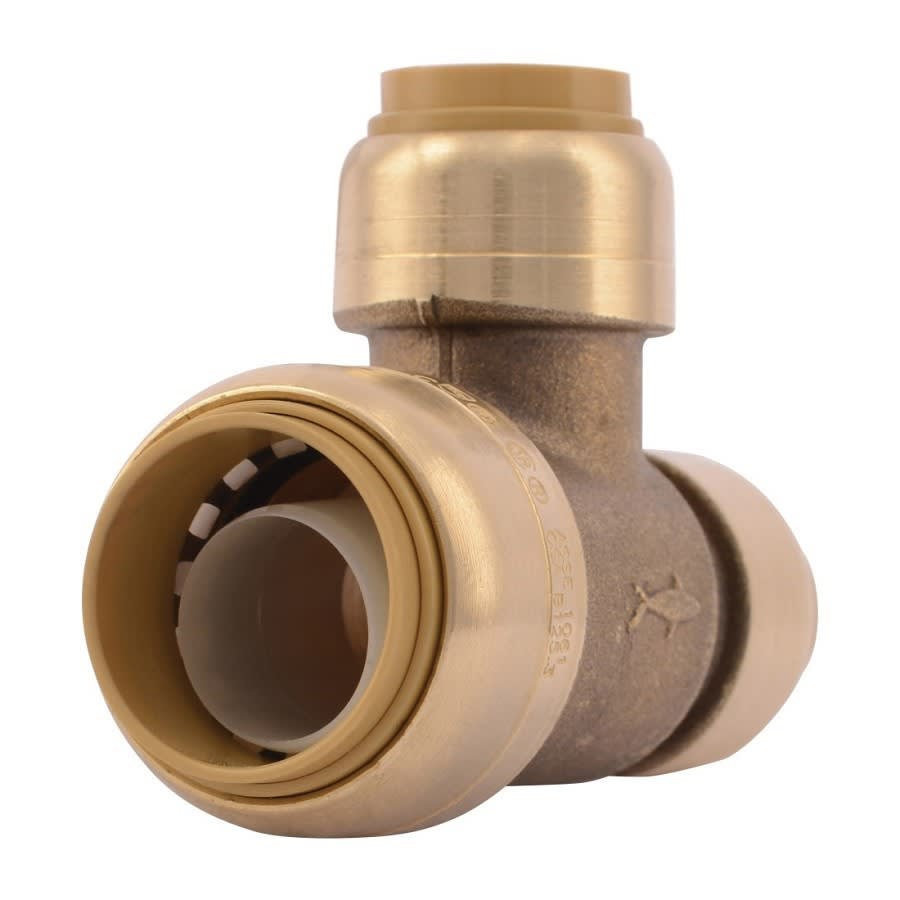 Tee, 1 x 3/4 in, Push, Brass