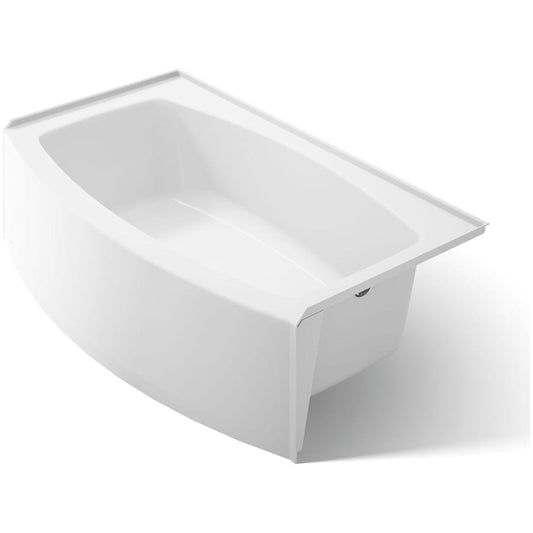 60" Three Wall Alcove Curved Apron Soaking Tub with Right Hand Drain