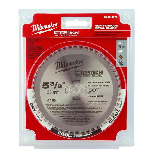 MetalTech™ Circular Saw Blade, 5-3/8 in Dia x 0.05 in THK, 20 mm Arbor, Alloy Steel Blade, 50 Teeth