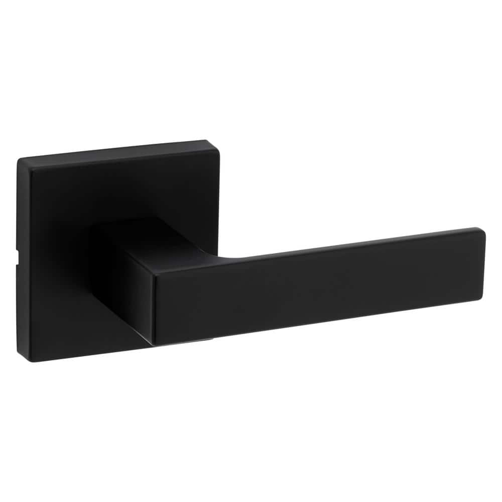 Singapore Square Matte Black Hall/Closet Door Lever with Microban