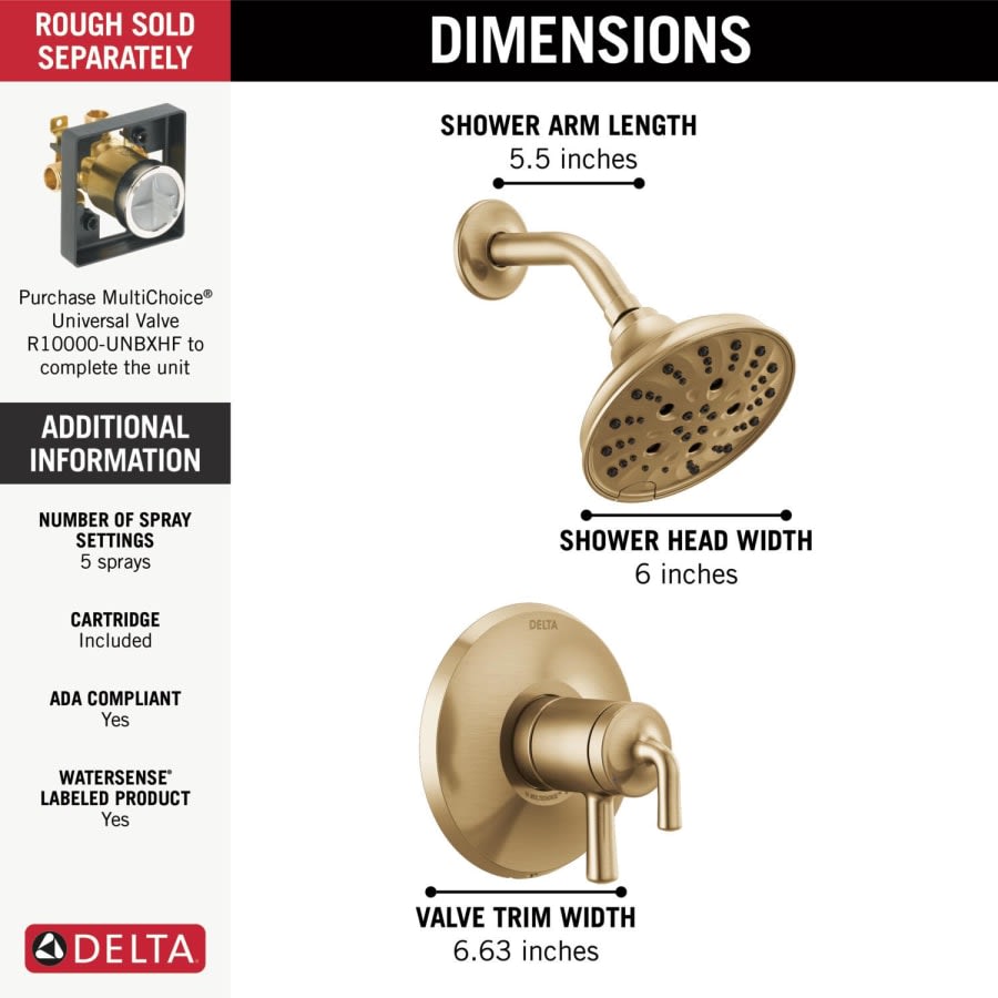 Kayra Monitor 17 Series Dual Function Pressure Balanced Valve Shower Only with Integrated Volume Control - Less Rough-In Valve