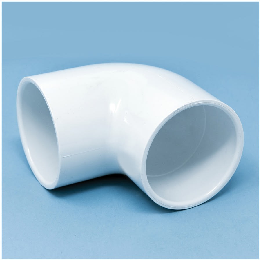 90 deg Elbow, 4 in, Socket, SCH 40/STD, PVC