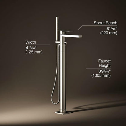 Parallel Floor Mounted Tub Filler - Includes Hand Shower