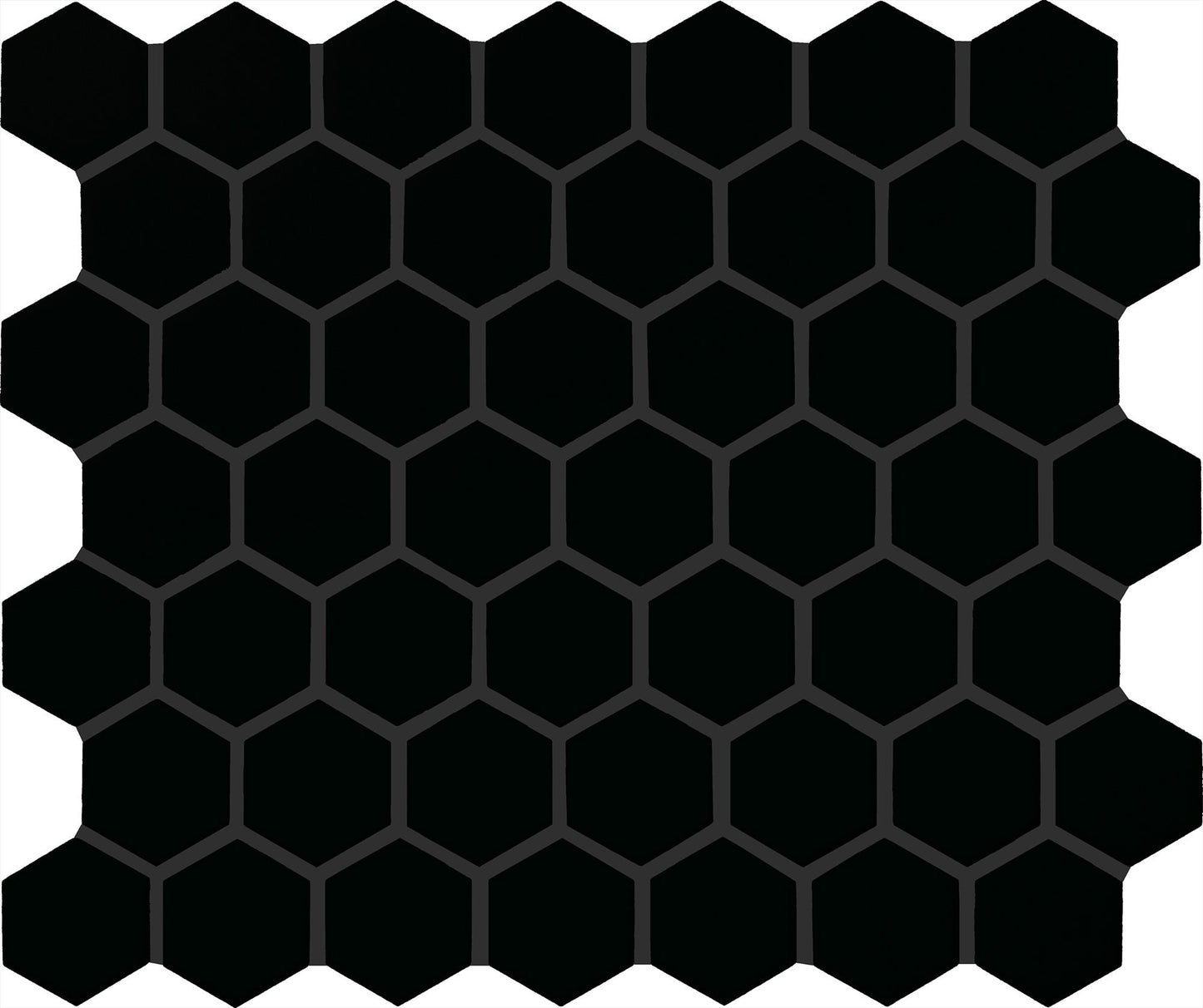 Unglazed Mosaics Black Hexagon 1X1 Matte