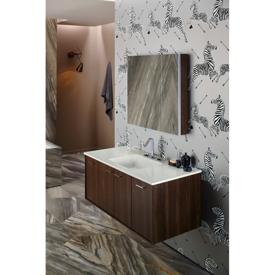 Verdera 34" x 30" Two Door Mirrored Medicine Cabinet with Plain Mirror and Three Adjustable Shelves and Slow Close Door