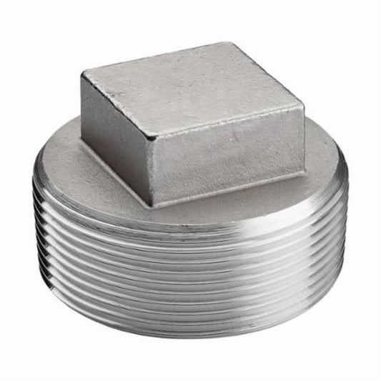 Square Head Plug, 1 in, MNPT, 304/304L Stainless Steel, 150 lb