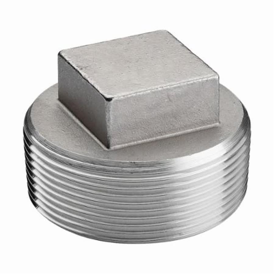 Square Head Plug, 1/2 in, MNPT, 316/316L Stainless Steel, 150 lb