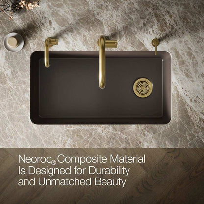 Cairn 33-1/2" Undermount Single Bowl Neoroc Granite Composite Kitchen Sink with Bottom Sink Rack