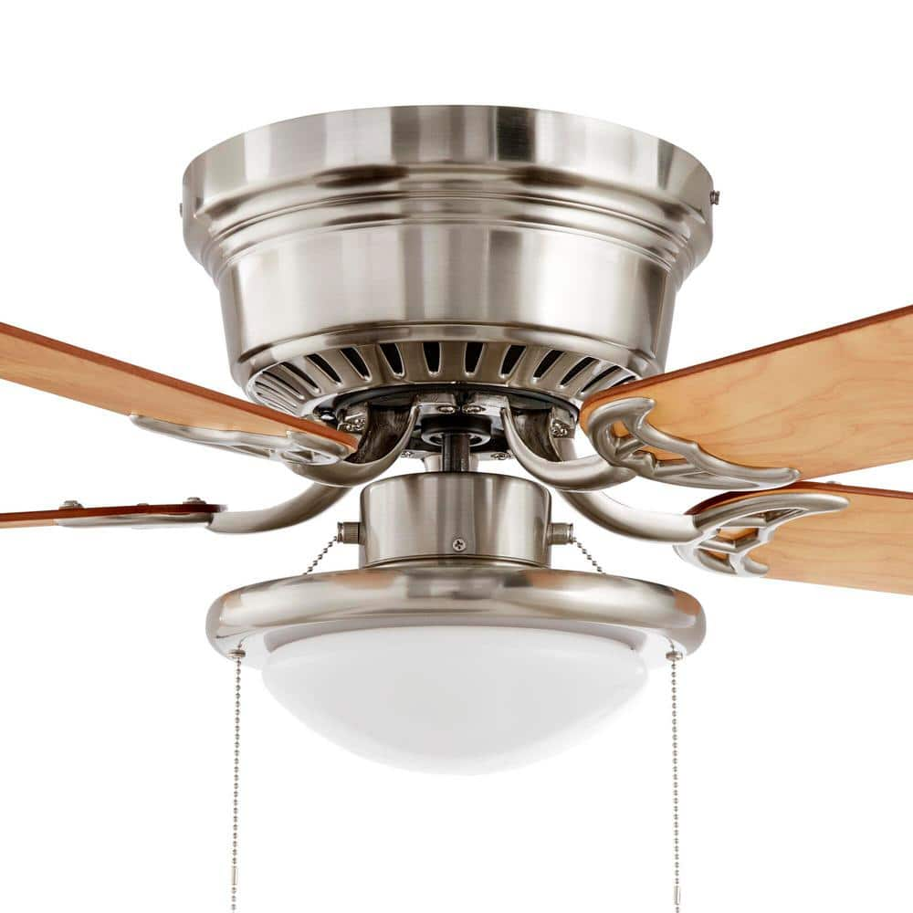 Hugger 44 in. LED Indoor Brushed Nickel Ceiling Fan with Light Kit