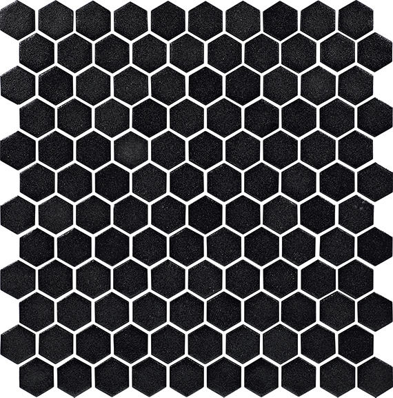 Uptown Glass Matte Ebony Hexagon 1X1 Matte