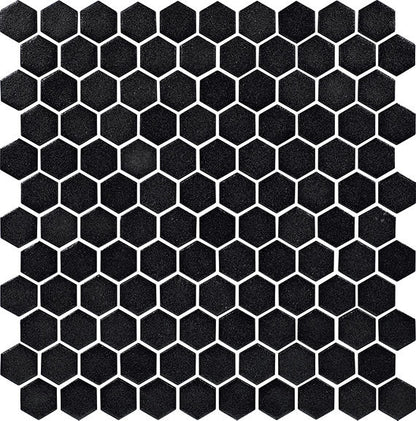 Uptown Glass Matte Ebony Hexagon 1X1 Matte