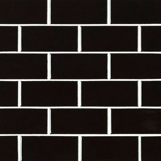 Retro Nero Glossy Tile 2x4