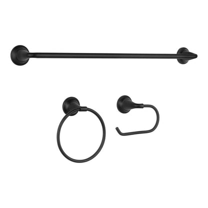 Constructor 3-Piece Bath Hardware Set with 24 in. Towel Bar, Towel Ring, and TP Holder in Matte Black