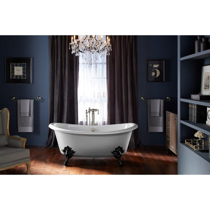 Artifacts 67" Free Standing Cast Iron Soaking Tub with Center Drain and Overflow - Claw Feet Sold Separately