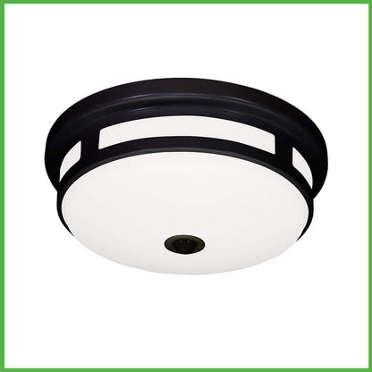 11 in. Round Black Exterior Outdoor Motion Sensing LED Ceiling Light 830 Lumens 5-Color Temperature Options Wet Rated