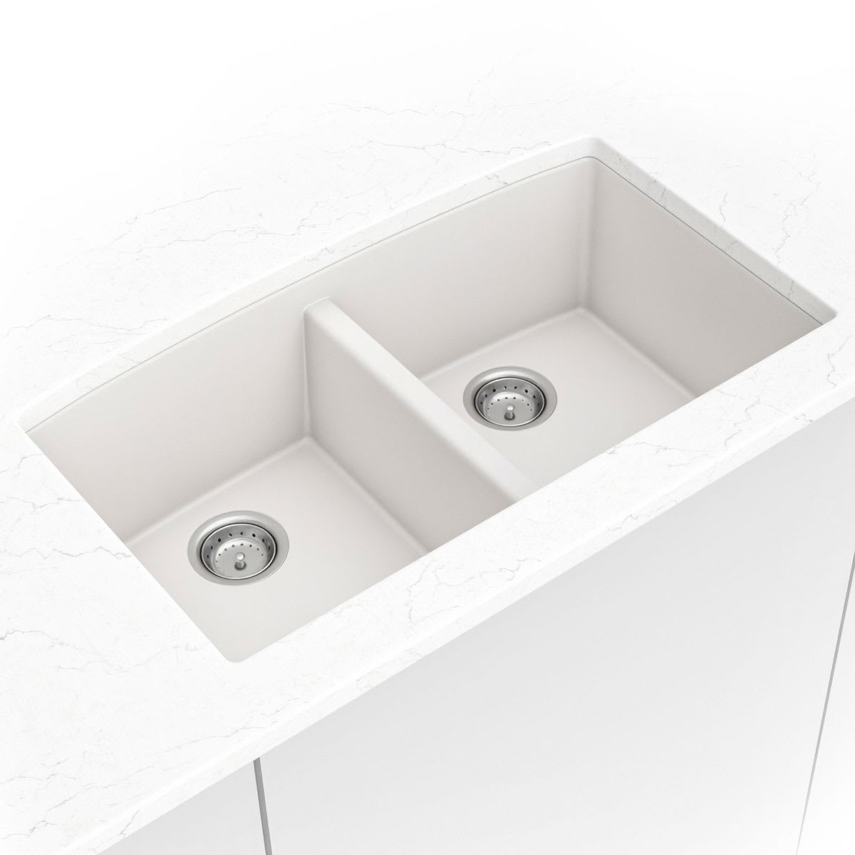 White Quartz Double Bowl 50/50-3219