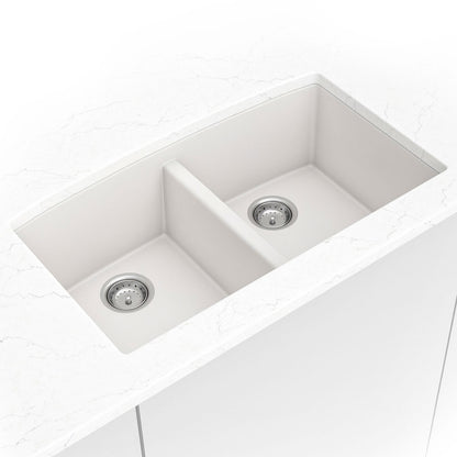 White Quartz Double Bowl 50/50-3219