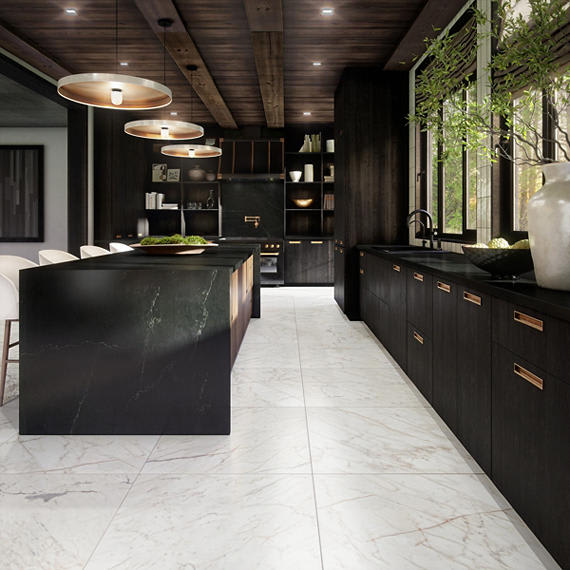Marble Attache Lavish Golden Reverie Square 32X32 Satin