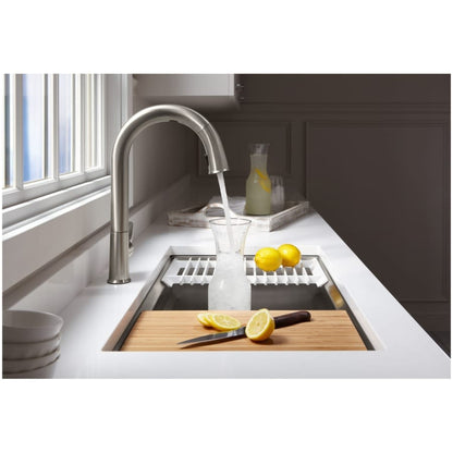 Prolific 33" Workstation Single Basin Undermount Kitchen Sink with Silent Shield Technology and Accessories Included