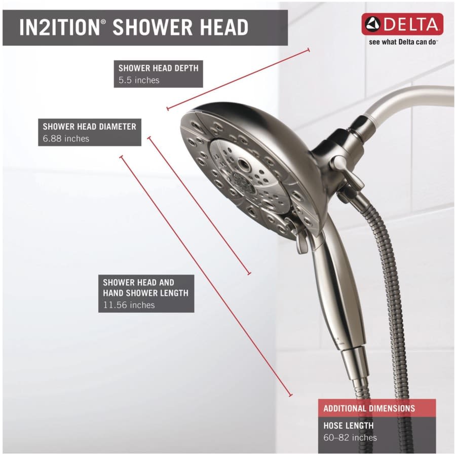 Universal Showering Round 1.75 GPM Multi Function 2-in1 In2ition Shower Head and Hand Shower with Touch Clean, H2Okinetic and MagnaTite Technology