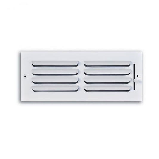 1-Way Curved Blade Supply Register, 12 x 4 in, Horizontal Blades, 7/8 in Spacing, Multi Shutter Damper, Steel, White