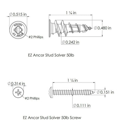 Stud Solver 50 lbs. Drywall and Stud Anchors (20-Pack)