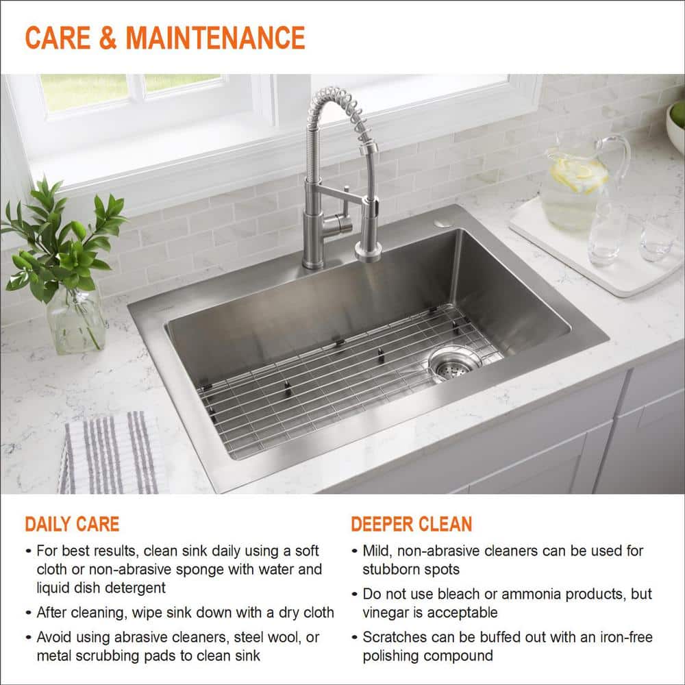 Glacier Bay Drop-In Stainless Steel 33 in. 4-Hole Double Bowl Kitchen Sink
