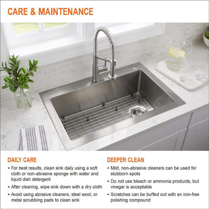 Glacier Bay Drop-In Stainless Steel 33 in. 4-Hole Double Bowl Kitchen Sink